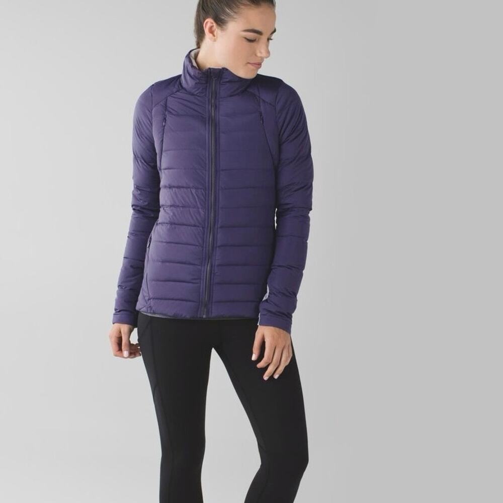 Lululemon (6) Fluffed Up Jacket Nightfall Purple Goose Down Puffer Running